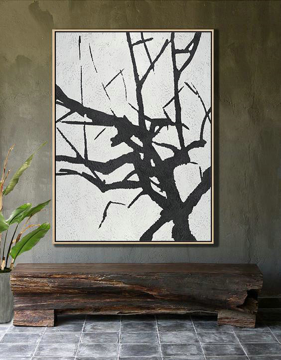 Original Painting Hand Made Large Abstract Art,Black And White Minimalist Painting On Canvas - Acrylic Painting On Canvas